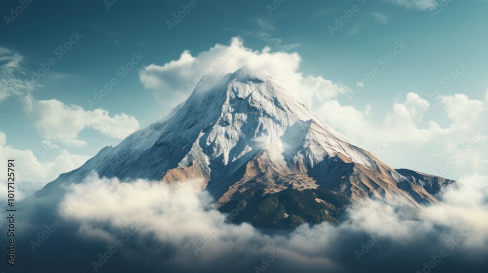 Mountain landscape with clouds and blue sky. Panoramic view Mountain landscape with clouds and blue sky. Panoramic view