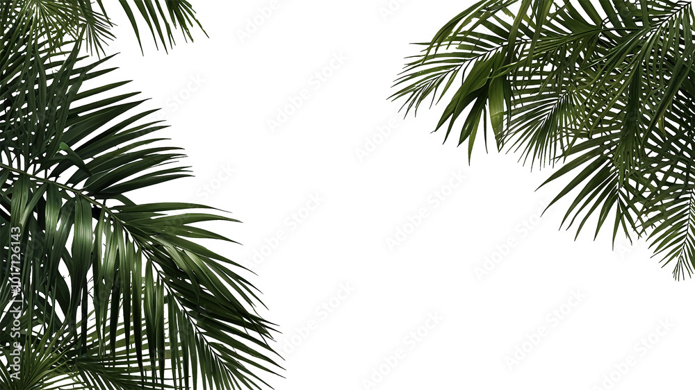 Palm leaves from summer tropical plants isolated on transparent background. Palm leaves from summer tropical plants isolated on transparent background.