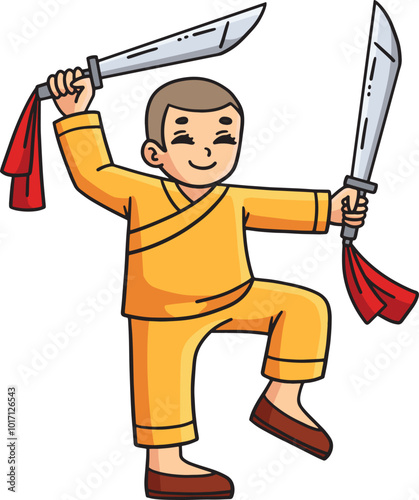 Buddhism Buddhist Female Shaolin Blades Clipart