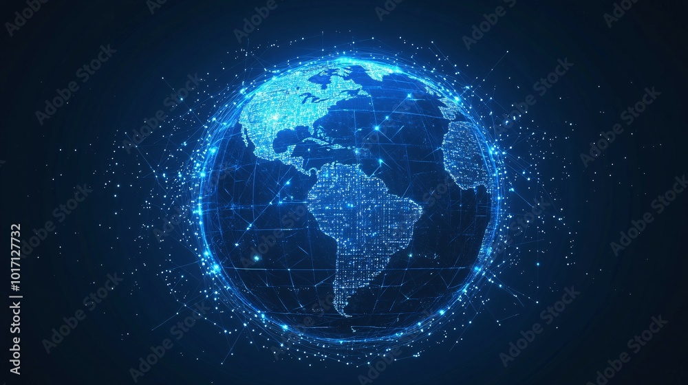 Digital Globe with Interconnected Nodes and Lines