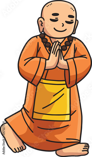 Buddhism Buddha Walking on Lily Pads Clipart