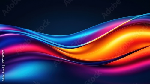 Abstract Colorful Liquid Waves on Dark Background