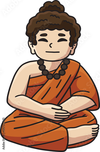 Buddhism Buddha Sitting and a Meditating Clipart