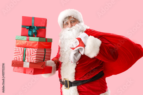 Santa Claus with bag and Ch...