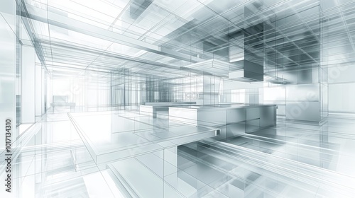 Abstract architectural design featuring glass and structural elements, symbolizing modernity, transparency, and futuristic construction concepts, Generative Ai