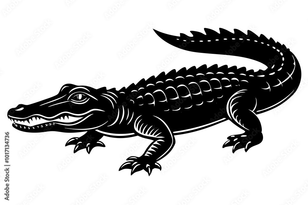 Naklejka premium American Alligator silhouette vector illustration