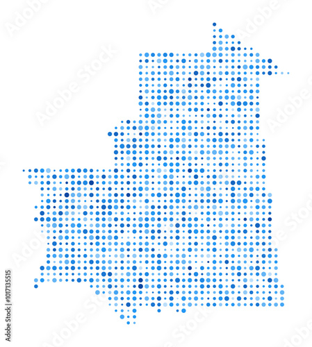 Mauritania Dot Map. Country Digital Style Shape. Mauritania vector image. Country shape blue circular dots. Awesome vector illustration.