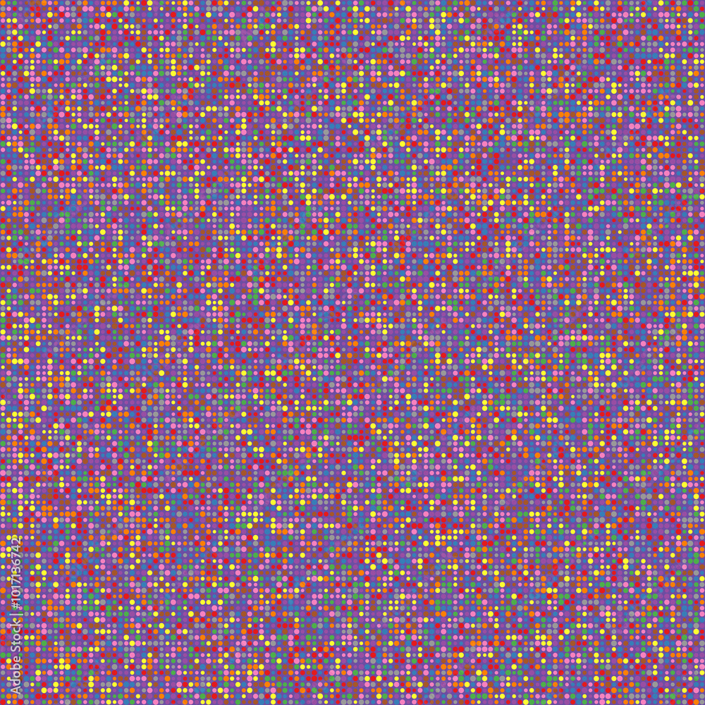 Abstract pattern featuring circles in multiple colors, including purple, yellow, pink, brown, and blue on a purple background. An emotional vector illustration. Abstract pattern featuring circles in multiple colors, including purple, yellow, pink, brown, and blue on a purple background. An emotional vector illustration.