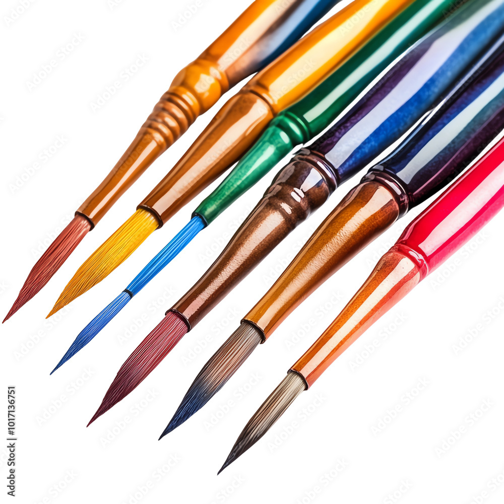 Fototapeta premium A vibrant collection of colorful paintbrushes showcasing different shades, ideal for creative and artistic endeavors.