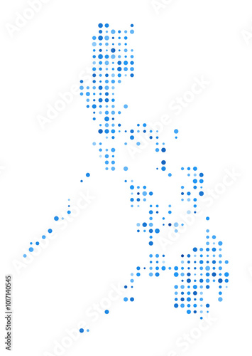 Philippines Dot Map. Country Digital Style Shape. Philippines vector image. Country shape blue circular dots. Beautiful vector illustration.