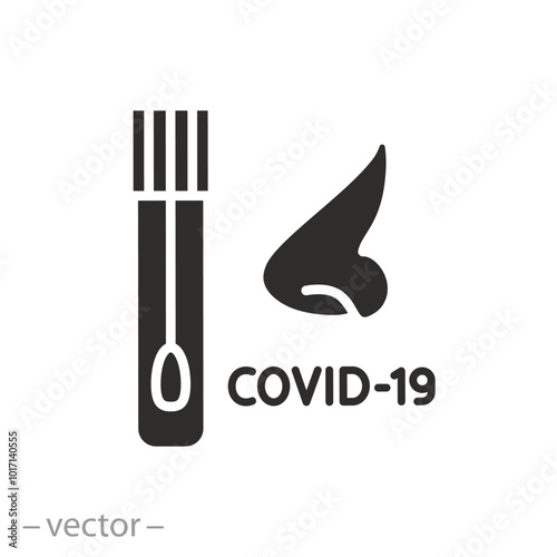diagnosis virus covid19, nasal test coronavirus icon, saliva or swab control, laboratory analysis pcr, flat vector illustration