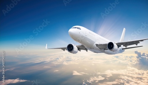 White Passenger Airplane Flying in the Sky with Amazing Clouds – Air Travel