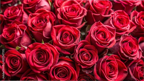 A close-up view of vibrant red roses