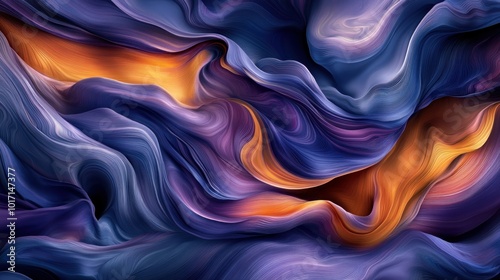 Abstract Swirling Purple and Orange Liquid Pattern