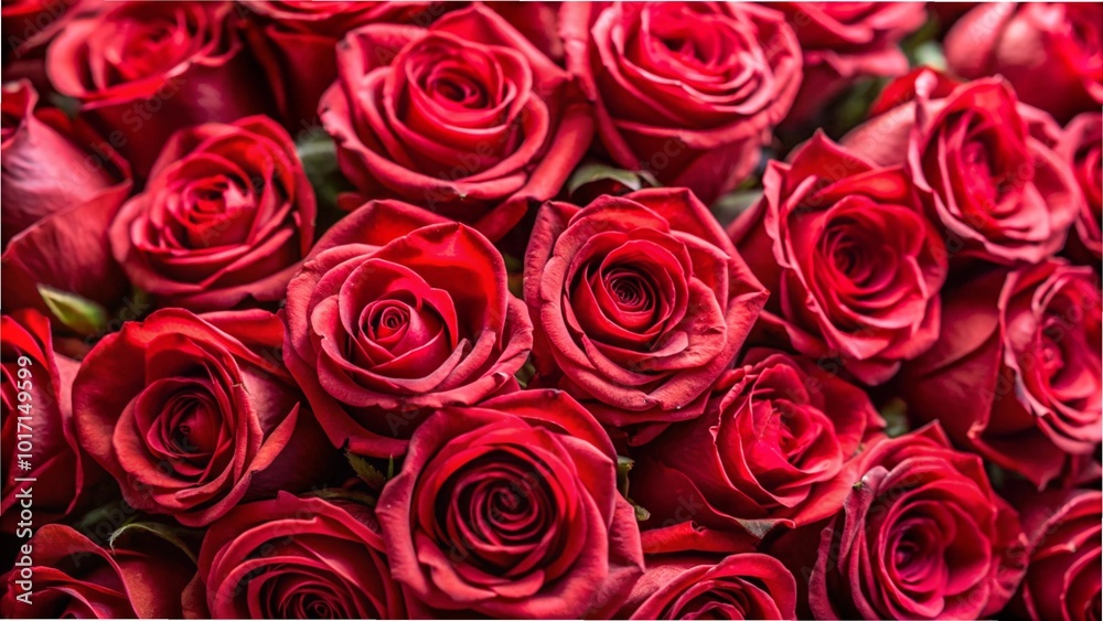 A close-up view of vibrant red roses