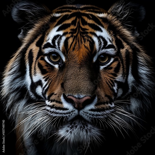 Stunning Tiger Face Captured in High Definition Displaying Bold Stripes and Sharp Eyes picture