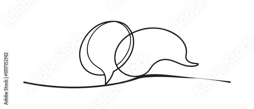 continuous single line drawing of two speech bubbles, conversation symbol line art vector illustration