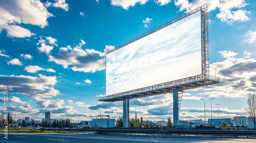 A large outdoor advertising structure, typically displaying commercial messages for products, services, or events. photo