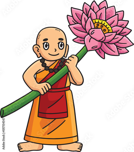 Buddhism Buddha with Giant Lotus Flower Clipart