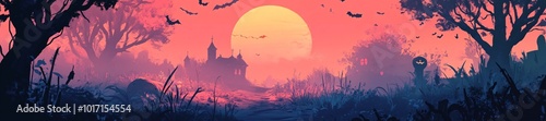 Cute and Funny Halloween Background, Lo-Fi Style