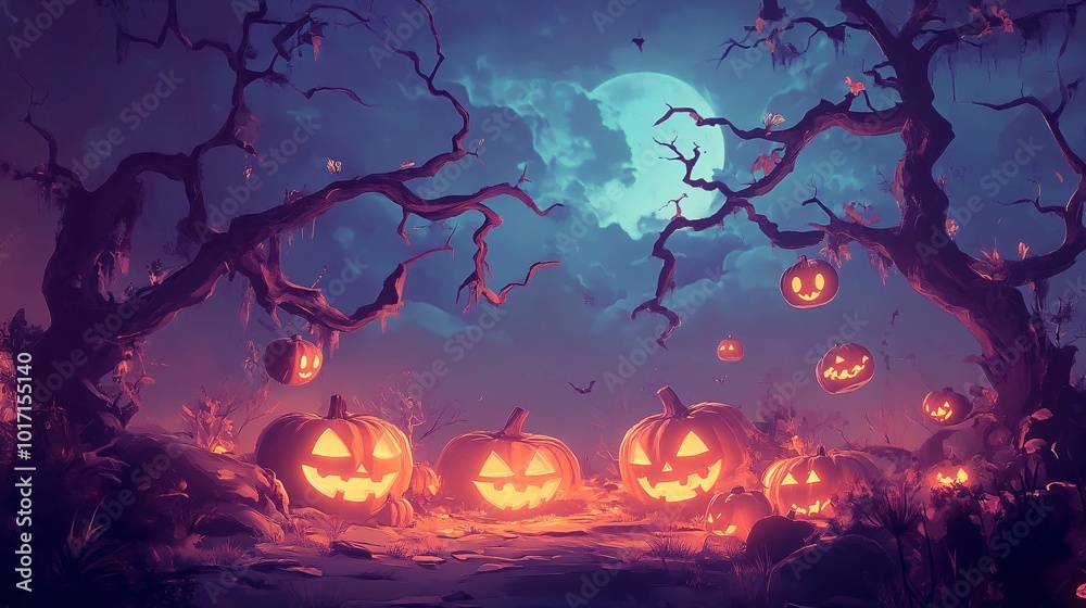 Cute and Funny Halloween Background, Lo-Fi Style Cute and Funny Halloween Background, Lo-Fi Style