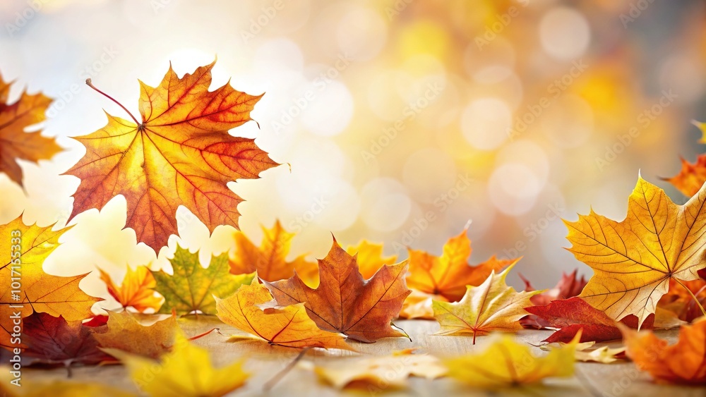 Autumn leaves on white background with blurred depth of field Autumn leaves on white background with blurred depth of field