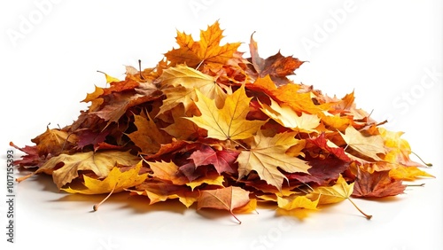 Autumn leaves isolated on white background for Depth of Field photography