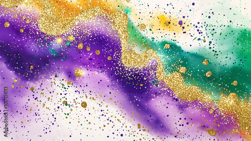 Mardi Gras Digital Watercolor Background Abstract Splash Colorful Art	