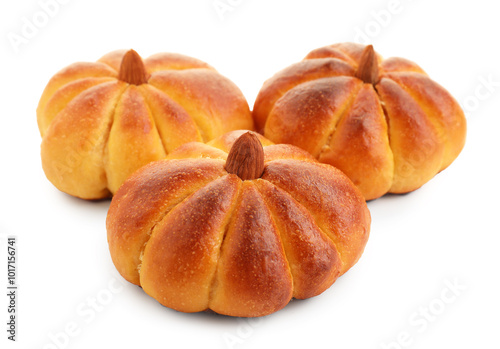 Wallpaper Mural Tasty pumpkin shaped buns isolated on white Torontodigital.ca