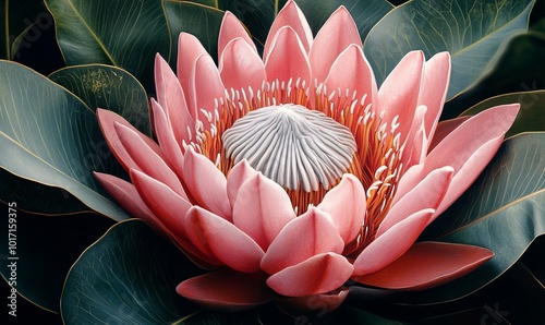 Close-up of a Pink King Protea (Protea cynaroides photo