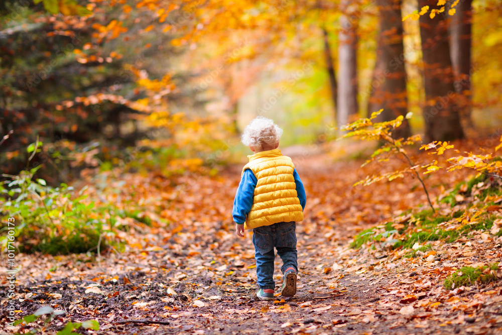 Kids playing in autumn park