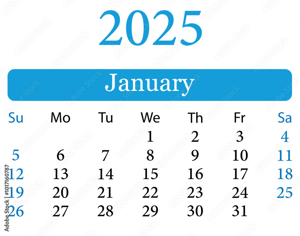 January 2025 Calendar Vector Illustration. Calendar January 2025. Planner vector design. Colorful calendar January 2025. Daily Planner January 2025 Calendar Vector Illustration. Calendar January 2025. Planner vector design. Colorful calendar January 2025. Daily Planner