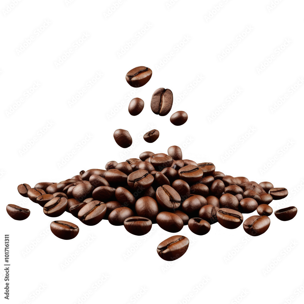 Obraz premium Falling Coffee Beans for Food and Beverage Design