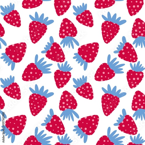 Cartoon summer fruit seamless strawberry pattern for birthday wrapping paper