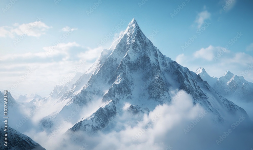 Mountain peaks dusted with fresh snow create a dramatic and awe-inspiring sight, where nature's beauty is on full display Mountain peaks dusted with fresh snow create a dramatic and awe-inspiring sight, where nature's beauty is on full display