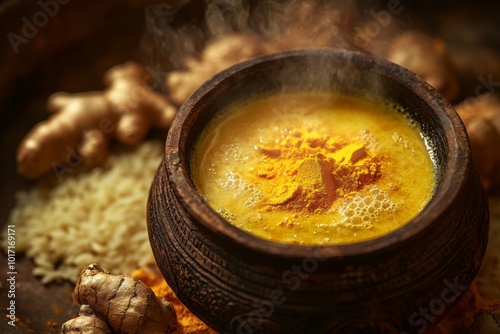 Adorned Pongal Pot with Turmeric photo