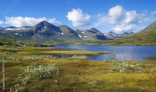 mountain lake on a sunny day