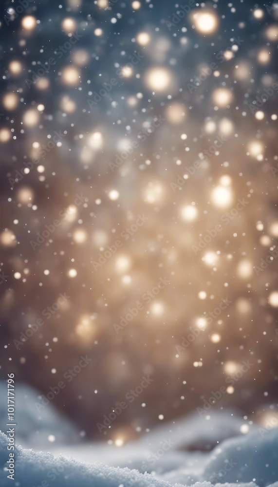 Obraz premium With a blank copy space magic snow sparkles lights and snowflakes with a modern Christmas winter bac