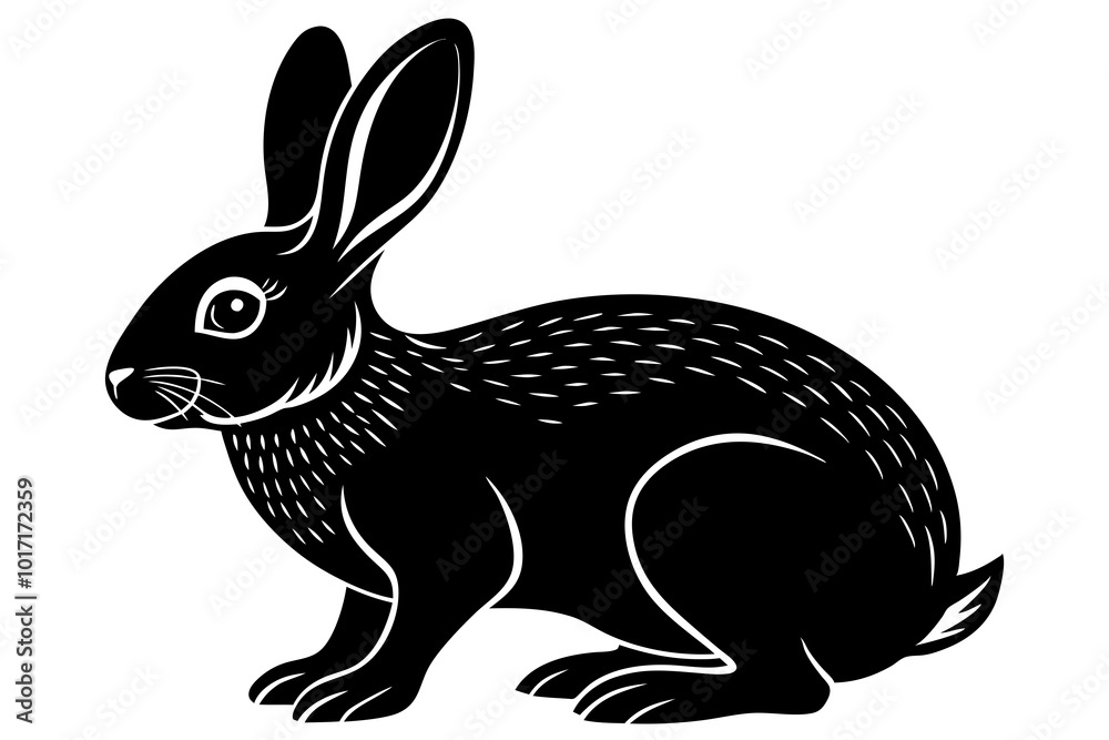 Obraz premium Eastern Cottontail Rabbit silhouette vector illustration
