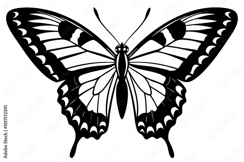 Eastern Tiger Swallowtail silhouette vector illustration Eastern Tiger Swallowtail silhouette vector illustration