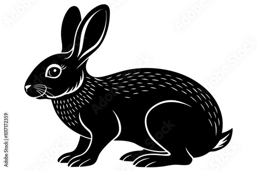 Eastern Cottontail Rabbit silhouette vector illustration