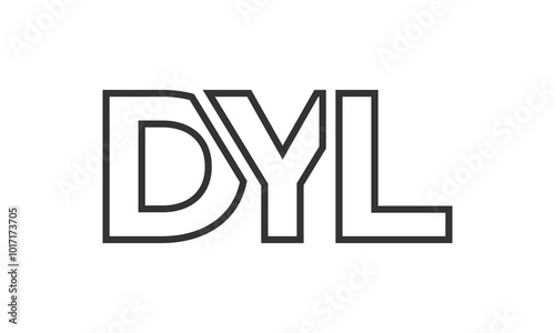 DYL logo design template with strong and modern bold text. Initial based vector logotype featuring simple and minimal typography. Trendy company identity.