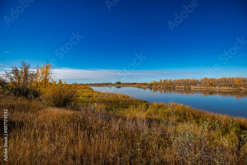 Autumn hike by the river photo