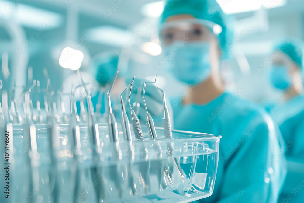 In a contemporary dental clinic, a dedicated dental assistant organizes precise instruments for upcoming procedures, emphasizing cleanliness and efficiency in patient care In a contemporary dental clinic, a dedicated dental assistant organizes precise instruments for upcoming procedures, emphasizing cleanliness and efficiency in patient care