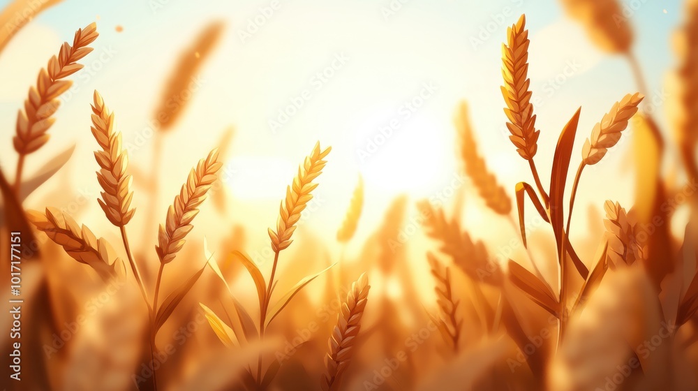 A dreamy depiction of golden wheat fields swaying gently under the bright sunlight at dawn, highlighting the beauty and simplicity of rural landscapes. A dreamy depiction of golden wheat fields swaying gently under the bright sunlight at dawn, highlighting the beauty and simplicity of rural landscapes.