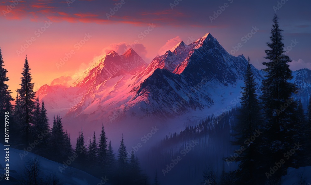 Fototapeta premium Sunrise over ostler Peak near Amethyst