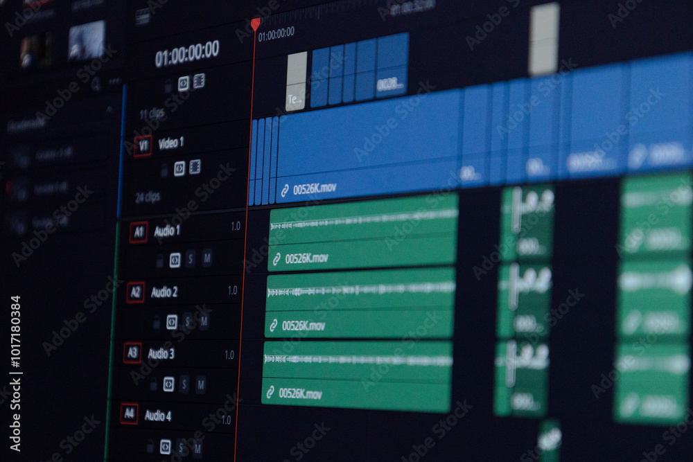 Timeline video editing program post-production video editing professional video editing. Concept: Video editing.