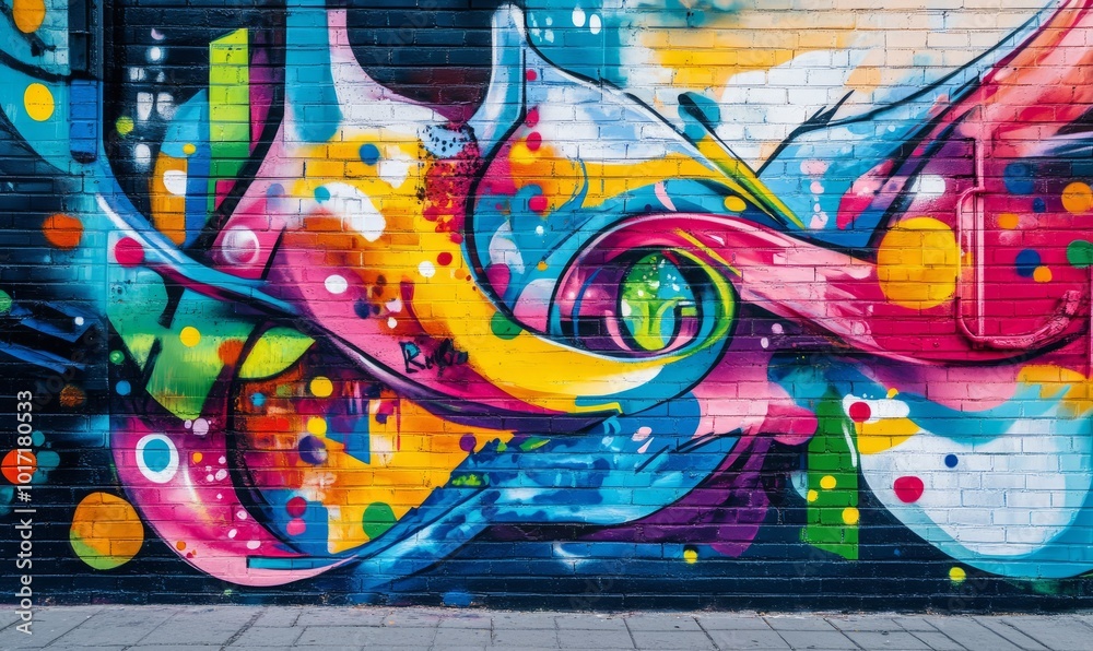 Graffiti art, urban wall, colorful, creative, street style Graffiti art, urban wall, colorful, creative, street style