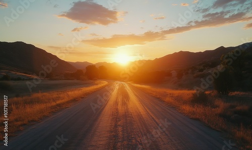 View of sunset and road leading