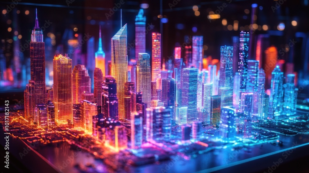 A Neon Cityscape Model A Neon Cityscape Model